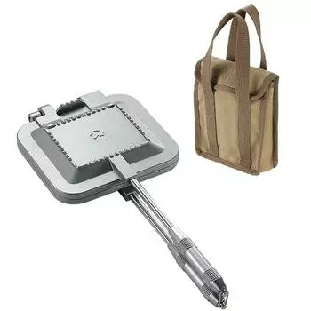 Противень для выпечки сэндвичей и кексов на открытом воздухе со съемной ручкой, зажимной лоток для завтрака на пикнике, двухсторонняя машина для выпечки сэндвичей.