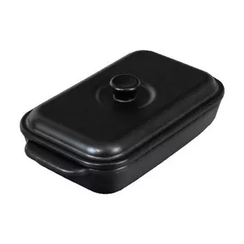 Противень для выпечки Wahei Freiz для микроволновой печи, квадратный, длинный, 12 x 22 см, с крышкой, жаропрочная керамика Magicalino RE-7674 чёрный