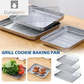 Противень из нержавеющей стали с решеткой для выпечки тортов, противень для барбекю, подставка для духовки, решетка для брауни, инструмент для жарки на гриле
