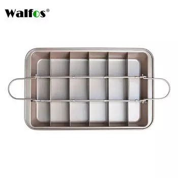 Противень из углеродистой стали с 18 отверстиями, форма для торта Брауни, антипригарная форма WALFOS для выпечки торта, противень для духовки, домашний набор для выпечки, инструмент для выпечки 3120cm золотистый