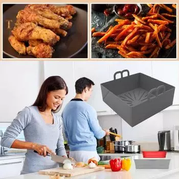 Противень с ручками для выпечки, легкая чистка, креативные аэрофритюрницы, духовка, силиконовый противень, кухонные инструменты серый