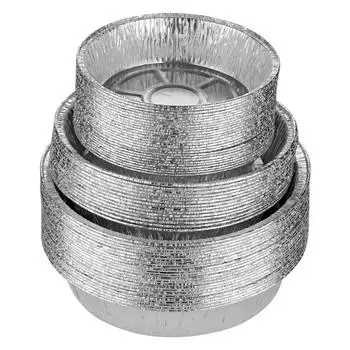 Противни из алюминиевой фольги в упаковке по 50 штук — одноразовые сковороды для фритюрниц, сковороды для гриля, подносы для кейтеринга и противни для пиццы для выпечки, запекания, жарки, варки, приготовления на пару 14.5cm x 11.5cm x 4cm