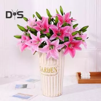 Противоломочный стержень Ложный цветок лилии без увядания Изысканный искусственный цветок лилии с высоким уменьшением розовый