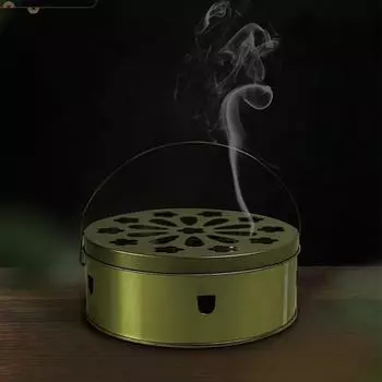 Противомоскитная огнестойкая противомоскитная бытовая курильница с крышкой из кованого железа и сандалового дерева от комаров