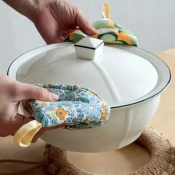 Противоожоговая крышка ручки кастрюли с цветочным принтом, крышка шляпы для кастрюли, железный горшок