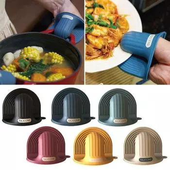 Противоожоговые перчатки, устойчивые к высоким температурам, с подвесным отверстием, противоскользящий силикон для использования на кухне, для выпечки чёрный