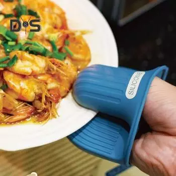 Противоожоговые перчатки, устойчивые к высоким температурам, с подвесным отверстием, противоскользящий силикон для использования на кухне, для выпечки чёрный