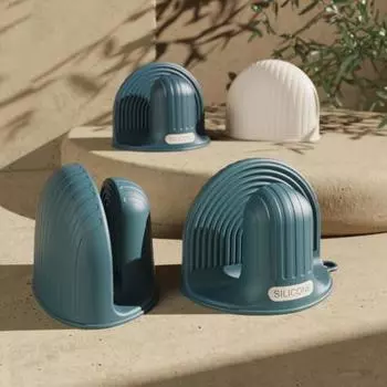 Противоожоговые перчатки Yousheng, устойчивые к высоким температурам с подвесным отверстием, противоскользящий силикон для использования на кухне, для выпечки темно-синий