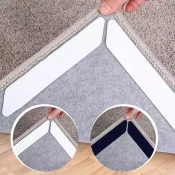 Противоскользящая наклейка на ковер, коврик для пола, фиксированная наклейка, улучшенный угловой ковер, 16 шт. One Size чёрный