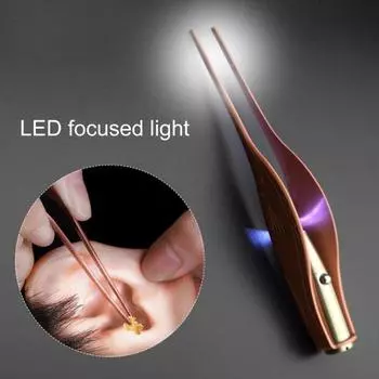 Противоскользящая пружина с отскоком, эргономичная ложка для чистки ушей, детский светодиодный инструмент для чистки ушей розового золота