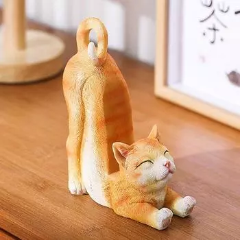 Противоскользящая растягивающаяся настольная подставка в виде кошки из смолы, кронштейн для украшения кукол Style A