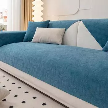 Противоскользящие чехлы для диванов Four Seasons из синели, детские коврики для домашних животных, диваны, полотенца, угловой чехол для дивана, защитный чехол для дивана для гостиной 70x70cm синий