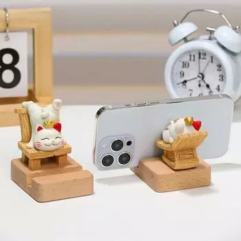 Противоскользящие фигурки кошек Lucky Cat, многофункциональные, модель золотой кошки, держатель для кукол, стола, планшета, телефона Style D