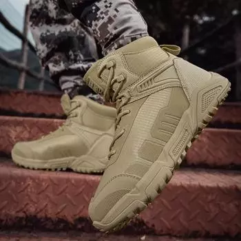 Противоскользящие и прочные уличные водонепроницаемые спасательные рабочие костюмы со средним верхом, тактические ботинки 39 хаки