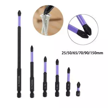 Противоскользящие крестовые биты PH2 с магнитной головкой 25-150 мм, электрические ручные инструменты 25-150mm