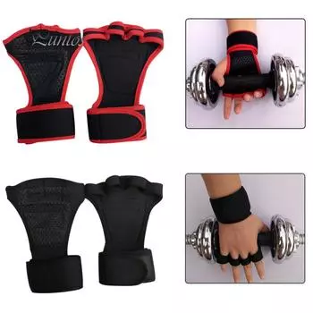 Противоскользящие перчатки для активного отдыха и спорта для мужчин и женщин для тренажерного зала, фитнеса, тяжелой атлетики, противоскользящие перчатки с половиной пальца и повязкой на запястье M красный