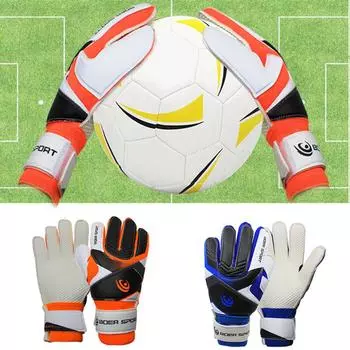 Противоскользящие перчатки для вратаря-подростка с полным пальцем, спортивные спортивные перчатки для вратаря для начинающих Size 8 синий