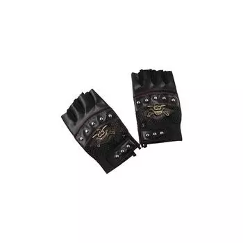 Противоскользящие перчатки из искусственной кожи с заклепками в стиле панк, мотоциклетные перчатки с полупальцами, перчатки для велоспорта, перчатки с черепами синий