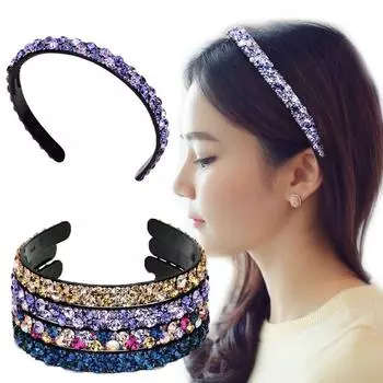 Противоскользящие свадебные женские обручи для волос со стразами в стиле барокко, корейские обручи для волос синий