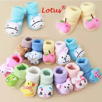 Противоскользящие теплые носки с героями мультфильмов для новорожденных девочек и мальчиков, тапочки, ботинки one size