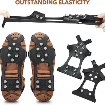 Противоскользящие защитные гвозди Ice Claw для улицы, 10 зубьев, противоскользящие защитные гвозди для обуви, противоскользящие защитные защитные гвозди для обуви Ice Claw для пожилых мужчин и женщин 10 teeth M size (34-39) чёрный