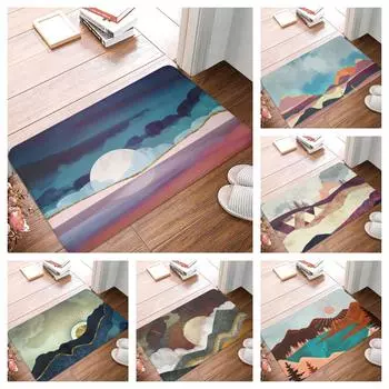 Противоскользящий цветной мраморный коврик в скандинавском стиле с резиновой нижней дверью, напольный коврик для пыли, мраморный дверной коврик, кухонный ковер 40x60cm
