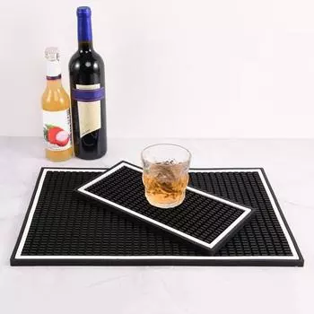 Противоскользящий коврик для бара с белой каймой, защита от пролития напитков, защита барной столешницы для домашней кухни S