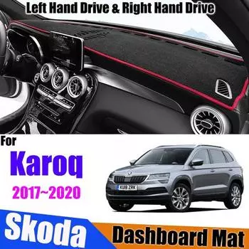 Противоскользящий коврик для Karoq 2017-2020, чехол для приборной панели, солнцезащитный козырек, коврик для приборной панели, анти-УФ-прибор, автомобильные аксессуары, коврик Left Hand Drive чёрный