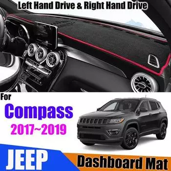 Противоскользящий коврик для компаса 2017-2019, чехол для приборной панели, солнцезащитный козырек, защитный ковер, автомобильные аксессуары Left Hand Drive чёрный
