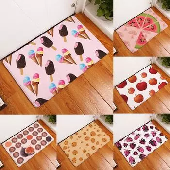 Противоскользящий коврик для коридора, спальни, гостиной, кухонный коврик, моющийся, кофе, мороженое, пищевой принт, коврик для двери крыльца 40x60cm