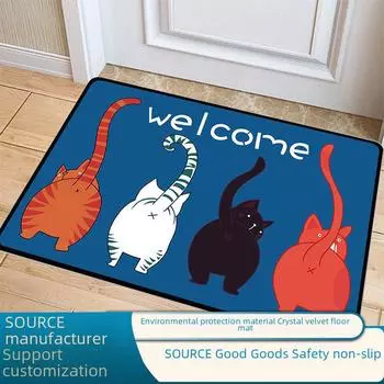 Противоскользящий коврик для пола с изображением милого питомца из мультфильма для спальни и ванной комнаты