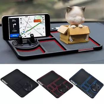 Противоскользящий коврик для приборной панели автомобиля с вращающимся держателем телефона, парковочный номер, ПВХ, универсальный внедорожник, грузовик, автомобиль, автомобиль красный