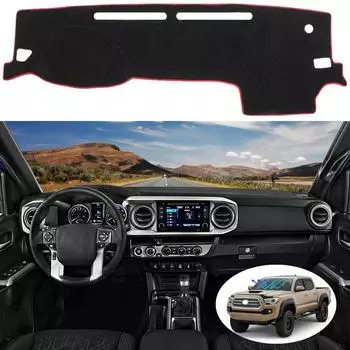 Противоскользящий коврик для приборной панели, подходит для Toyota Tacoma 2016-2021 с левым рулем, войлочная ткань, чехол для приборной панели, красная отделка