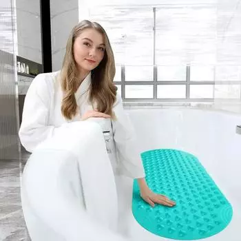 Противоскользящий коврик для ванны из ПВХ с массажной текстурой. Прочные присоски. Не имеет запаха. Устойчив к выцветанию. Легко моется. Коврик для ног для душа. Семейные поставки.