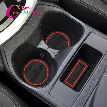 Противоскользящий коврик с дверной канавкой для Nissan X-Trail X Trail T32 2014 2015 2016 2017 2018, нескользящие коврики для чашек красный