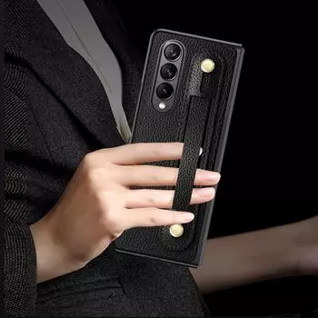 Противоскользящий кожаный чехол из закаленного стекла для Samsung Galaxy Z Fold 4 Fold4 Fold3 Fold2 5g Fold 3 2, деловой чехол-браслет for Samsung Z Fold 4 зелёный