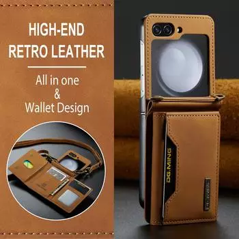 Противоскользящий кожаный чехол-кошелек для Samsung Galaxy Z Flip 5 Flip4 Flip3 5G Flip 3 4 Flip5 Zflip5, защитный чехол для карточек с защитой от падения for Samsung Z Flip 5