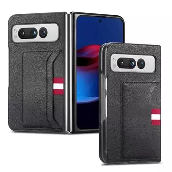 Противоскользящий кожаный чехол с карманом для карточек для Google Pixel Fold Pixelfold, чехол для делового телефона для Pixel Fold for pixel fold красный