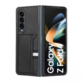 Противоскользящий кожаный складной чехол для Samsung Z Fold4 для Samsung Galaxy Z Fold 4 Fold4 5g Fold3 Fold2 Fold 3 2, чехол-держатель для карт for Samsung Z Fold 2 темно серый