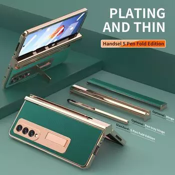 Противоскользящий матовый кожаный чехол-подставка для Samsung Galaxy Z Fold 4 5g Fold4 Fold3 Fold 2 3 Fold2 Противоударные чехлы из закаленного стекла for Samsung Z Fold 2 белый