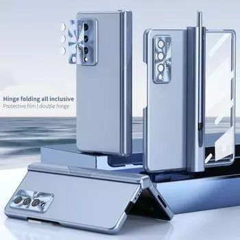 Противоскользящий модный складной чехол из закаленного стекла для Samsung Galaxy Z Fold 4 5g Fold4 Fold3 Fold 3, чехол для мобильного телефона Funda for Samsung Z Fold 3 чёрный