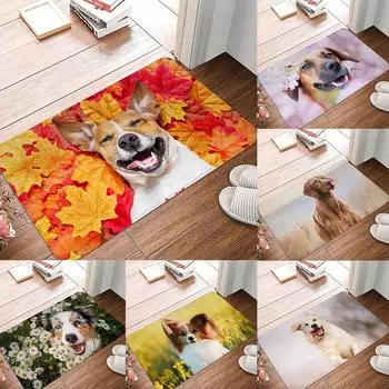 Противоскользящий мягкий коврик моющийся для гостиной, спальни, милый узор собаки, коврик для входной двери, напольный коврик 40x60cm