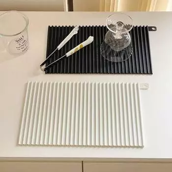 Противоскользящий поднос для сушки посуды, силиконовый коврик для столешницы, мягкий коврик для сушки посуды, обеденный стол чёрный