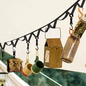 Противоскользящий подвесной трос для кемпинга, фиксированный ремень для гамака, парашютный шнур, подвесной трос для походов на открытом воздухе 500cm чёрный