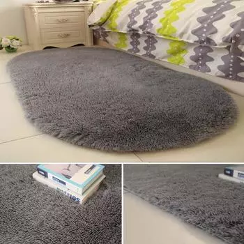 Противоскользящий прикроватный мягкий напольный коврик, коврики, овальные пушистые плюшевые ковры, украшения для дома, спальни, лохматый 40x60CM синий