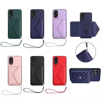 Противоскользящий ремешок на руку, флип-держатель для карт, кожаный чехол-подставка для телефона для Oppo A79, A17, A38, A18, A58 4G, A78 4G, Oppo K11x, Reno10 Pro, Reno10, Reno11, Reno11 Pro, Oppo Reno11 Pro чёрный