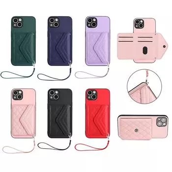 Противоскользящий ремешок на руку, кожаный чехол-держатель для карт с подставкой для iPhone 7/XS/XR/XS Max/11/12/13/14/15 Series iPhone 7/8 чёрный