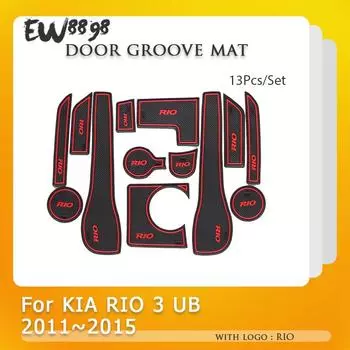 Противоскользящий резиновый коврик для дверной канавки для KIA RIO 3 1.6L 1.4L 2011 ~ 2015, аксессуары, автомобильные наклейки, коврик для телефона 2013 1.4L