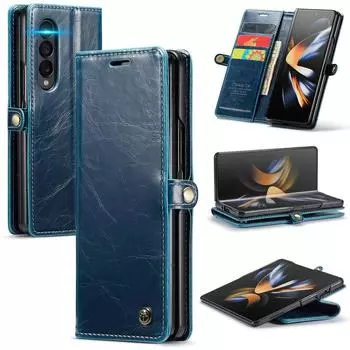 Противоскользящий удобный кожаный чехол-бумажник для Samsung Galaxy Z Fold 4 Fold4 5g Fold3 Fold 3 противоударный чехол для аксессуаров для телефонов for Samsung z fold 4 чёрный
