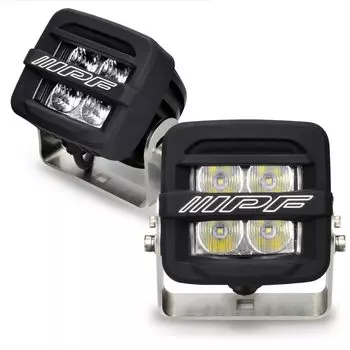 Противотуманная фара IPF LED 2 дюйма, квадратная, 6000 К, белая, для 12 В, 2 шт., распределение дальнего света, двойной размер, легкая, компактная, водонепроницаемая, 2200 лм(27,000cd)